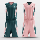 Cikers Sports Green & Pink / S Plume - Customized Reversible Sublimated Basketball Set