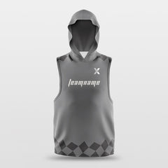 Cikers Sports Grey / S Checkerboard - Customized Basketball Sleeveless Hoodies