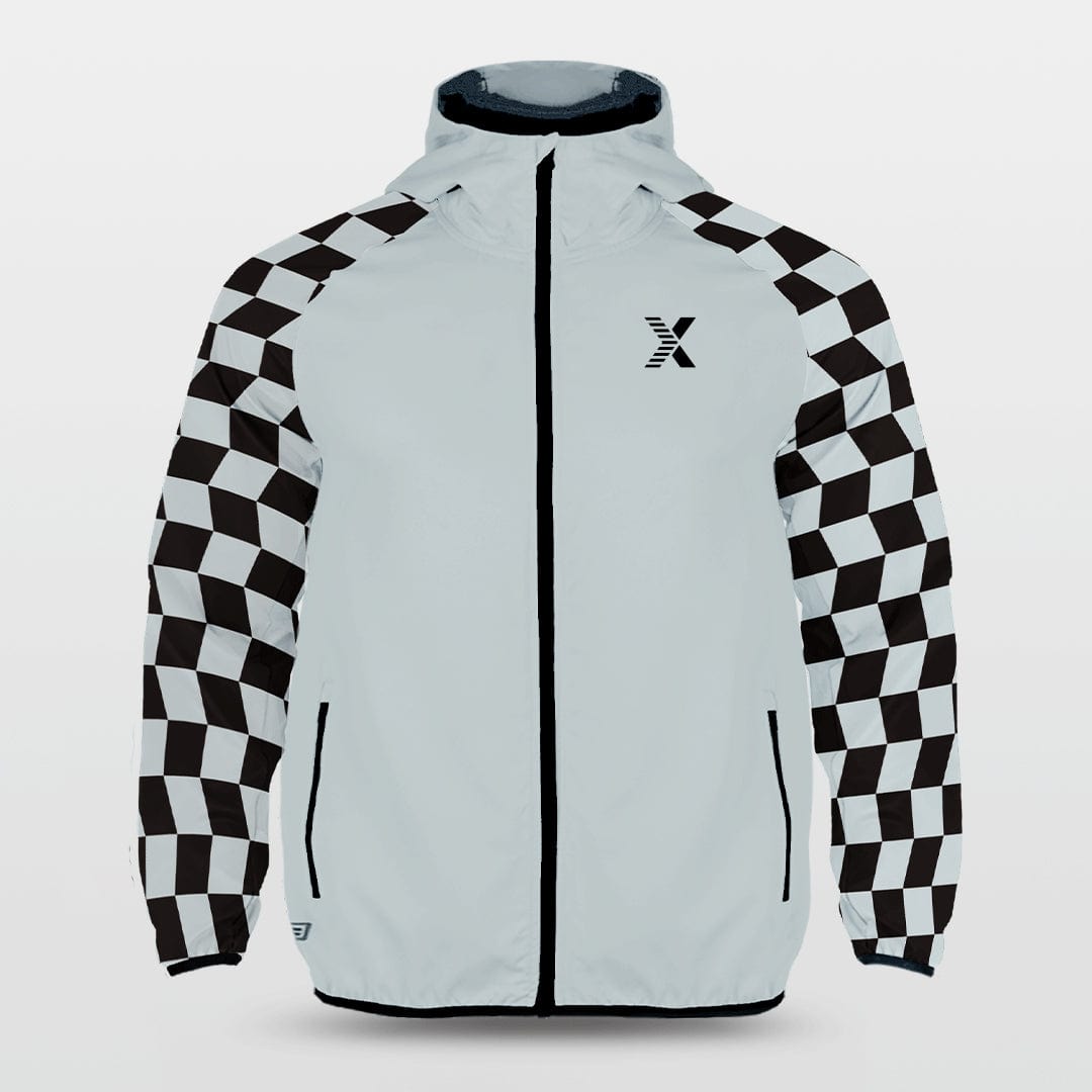 Cikers Sports Jackets Grey / S Checkerboard - Customized Hooded Waterproof Sports Jacket