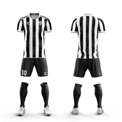 Cikers Sports Soccer Uniforms Classic - Custom Contrast Vertical Striped Soccer Kits Short Sleeve