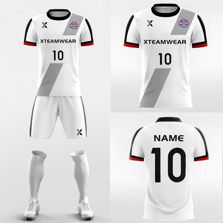 Cikers Sports Soccer Uniforms White / S Moire Stripes - Custom Sublimation Print Soccer Kits Short Sleeve