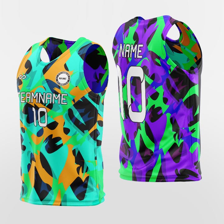 Cikers Sports Training Bibs Green&Purple / L Pop Camouflage - Custom Reversible Training Bibs Sublimated