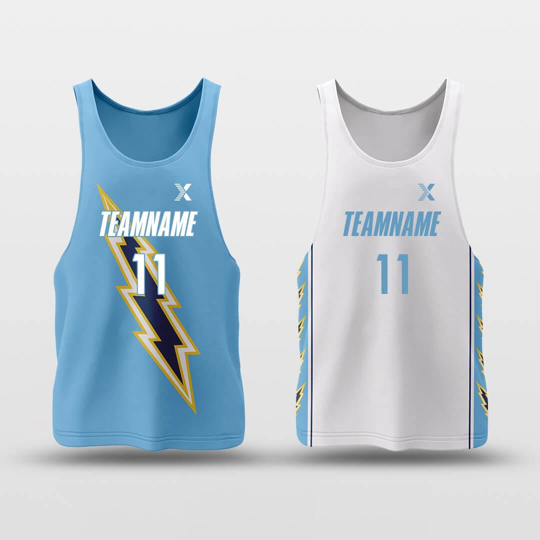 Cikers Sports Vest Blue & White / S Blue Lightning - Customized Reversible Basketball Jersey Top Quick Dry