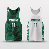 Cikers Sports Vest Green & White / S Ink Wash - Customized Reversible Quick Dry Basketball Jersey