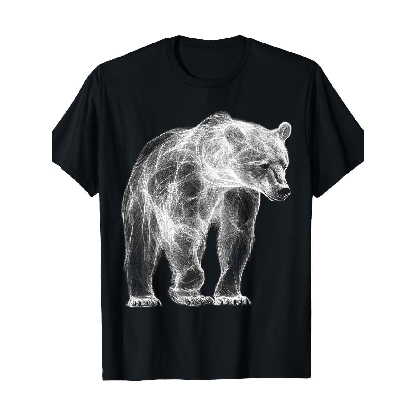 CusPrinting black / S Bear Animal Graphic Illustration Bear T-Shirt7.76 oz T-shirt, 100% cotton T-shirt.