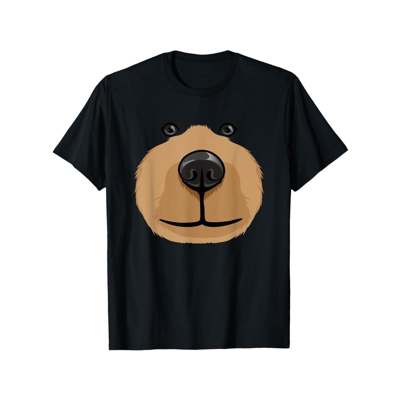 CusPrinting black / S Cute cartoon bear face T-shirt, suitable for daily wear, loose short sleeves, casual and comfortable, 100% cotton