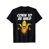 CusPrinting black / S Funny corn shirts, corn on the cob clothing farmer t shirts for men and women, international trade market week t shirts, 100% cotton, gifts for men and women mom and dad and friends, black 180g fabric weight, street crew neck tops
