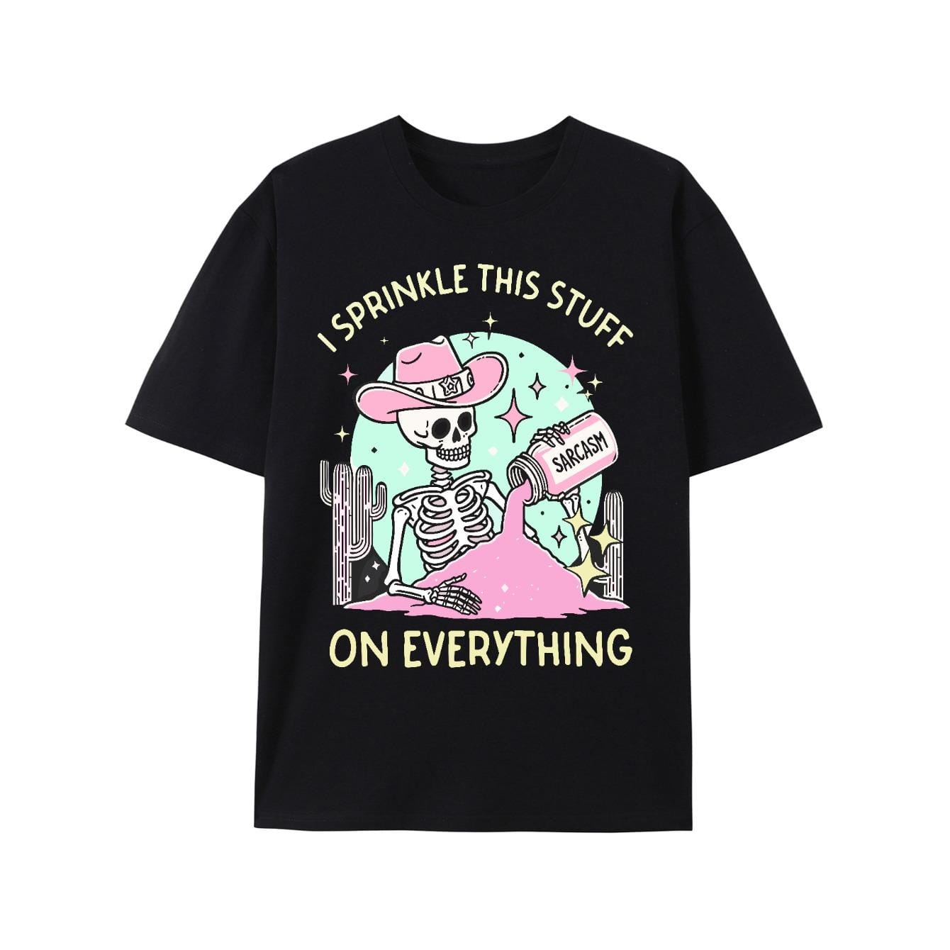 CusPrinting black / S I Sprinkle This Stuff On Everything Creative Printing Vintage Washed High Quality Cotton Patterned T-Shirt Men's T-Shirt Old Summer Clothing Drop Shoulder Sleeve Round Neck Tops Short Sleeve