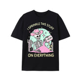 CusPrinting black / S I Sprinkle This Stuff On Everything Creative Printing Vintage Washed High Quality Cotton Patterned T-Shirt Men's T-Shirt Old Summer Clothing Drop Shoulder Sleeve Round Neck Tops Short Sleeve