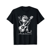 CusPrinting black / S Rock Otter Playing Guitar Funny Men's Otter T-shirt Selected Cotton Funny Design Men's Short Sleeve T-shirt, Soft and Breathable, Suitable for All Seasons, Comfortable, Casual, Sporty, Halloween and Christmas Gifts