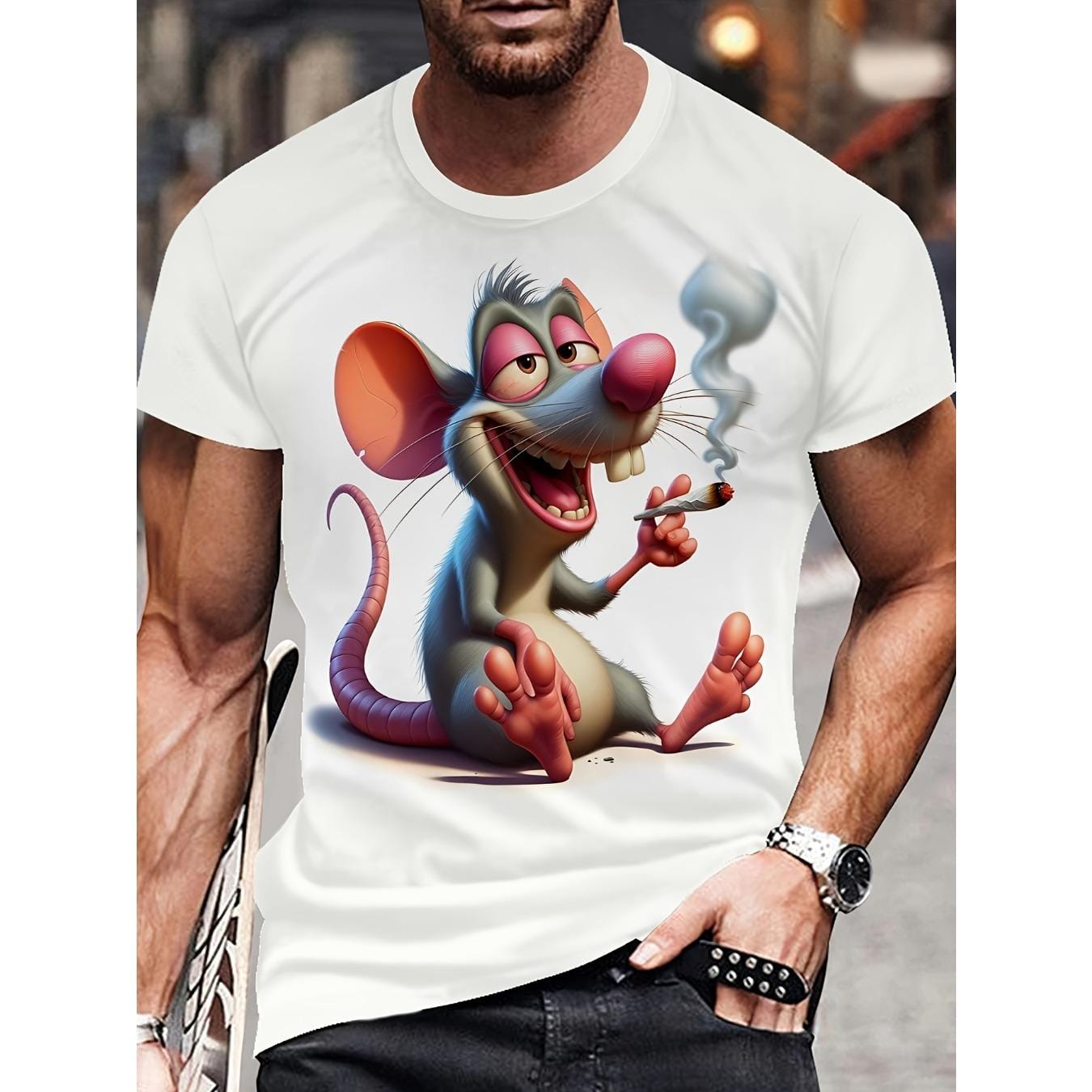 CusPrinting Men's Cotton Crew Neck T-Shirt, Casual Short Sleeve Pullover with "I Am The Warranty" Print, All-Season Knit Fabric Tee for Weekend Casual Wear, Oversized T Shirt