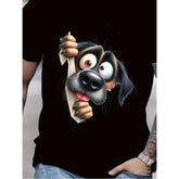 CusPrinting Men's Cotton T-Shirt Male Tee Crew Neck Short Sleeve Summer New Arrival, Cartoon Dog Pattern, Cute and Playful, Cute Pets and Creative Style, Casual Versatile, Comfortable and Breathable, Round Neck, Hot Selling Top, Men' Vintage Funny Retro Cotton Summer