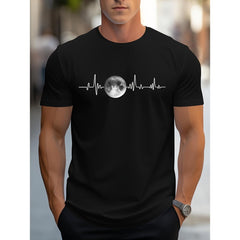 CusPrinting Men's Moon Phase Graphic Tee - Casual Crew Neck Short Sleeve Tee, Summer Machine Washable
