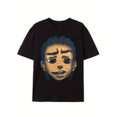 CusPrinting Men's retro hip-hop style cotton t-shirt with animated character print, soft and breathable, short-sleeved casual summer top, breathable t-shirt | expressive casual wear | comfortable fit