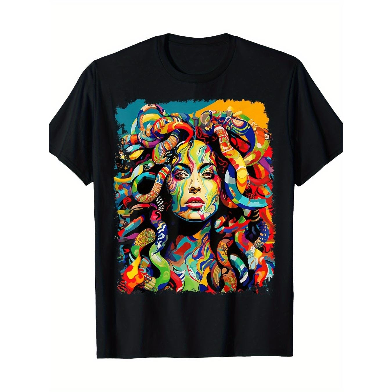 CusPrinting Soft cotton vibrant graphic t-shirt | Casual crew neck t-shirt for men and women with bold snake print and colorful design | Perfect for everyday wear, travel and fitness |