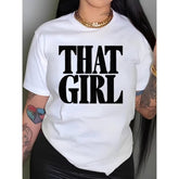 CusPrinting Summer Trendy "THAT " Letter Print Short - Sleeve T - Shirt. Made of Breathable. Plus Size Women'S Crew - Neck Tee. Simple Yet Stylish, a Must - Have for Fashion - Forward Ladies