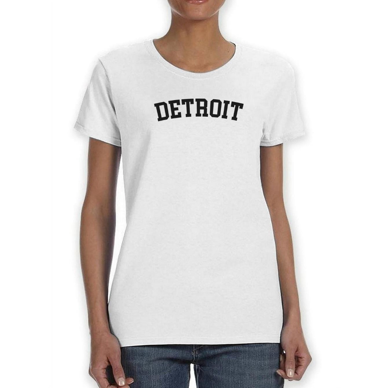 CusPrinting white / S Plus size Detroit Black Text Women White T-Shirt, Female Small