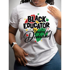 CusPrinting white / S Women's 100% Cotton - Fashionable Women's T-Shirt - Letter Printed Short Sleeves Round Neck Regular Fit, Suitable for All Seasons, Suitable for Adults, Men, Women, Teens, Pre-teens, Youth