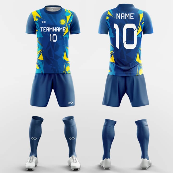 Cheap Custom Gold Navy-White Sublimation Soccer Uniform Jersey