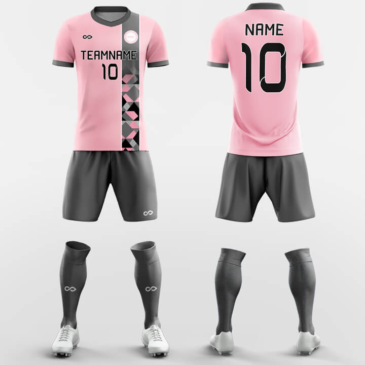 Custom Pink Pink-Black Sublimation Soccer Uniform Jersey Free
