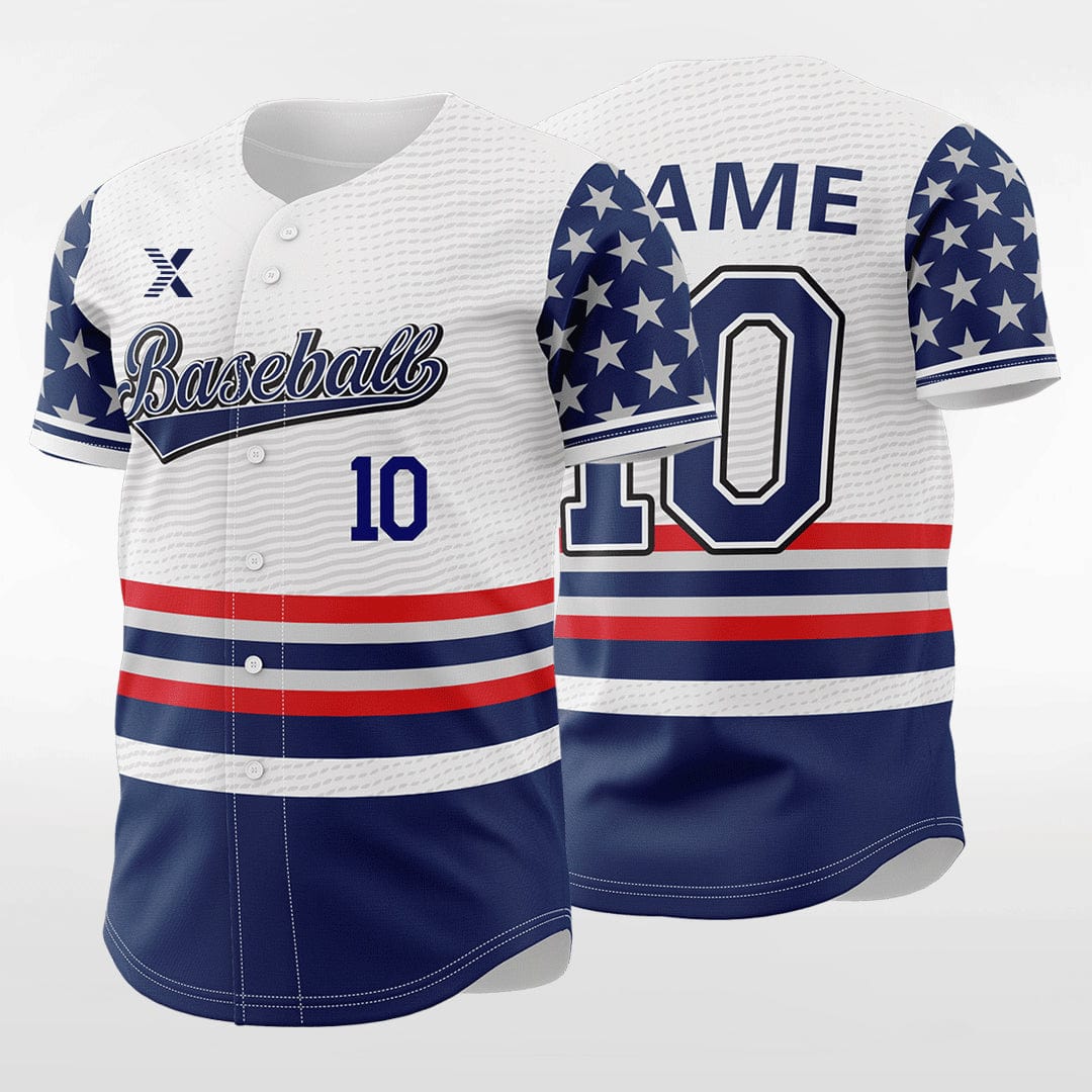 XTeamwear Freedom Star - Customized Men's Sublimated Button Down Baseball Jersey