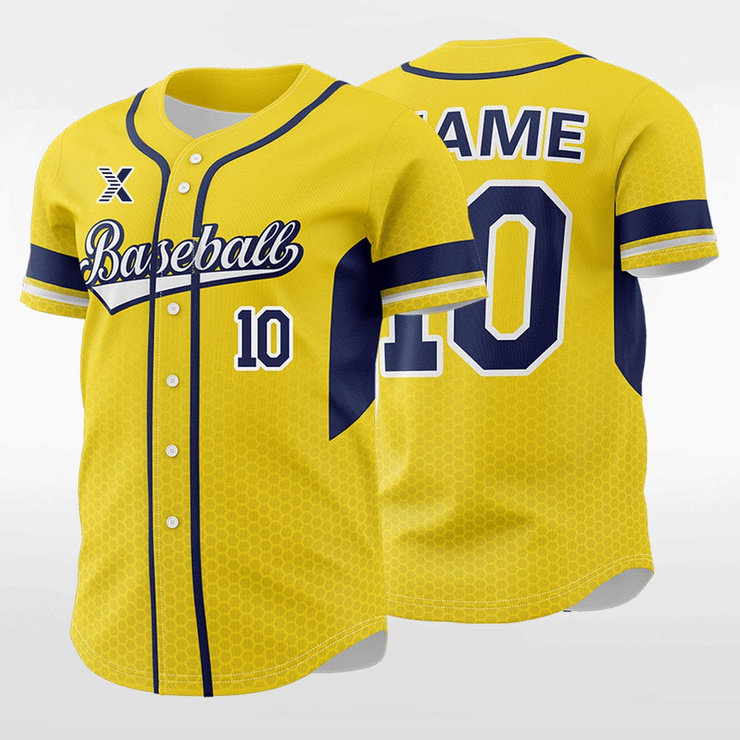 XTeamwear Honeycomb - Customized Men's Sublimated Button Down Baseball Jersey