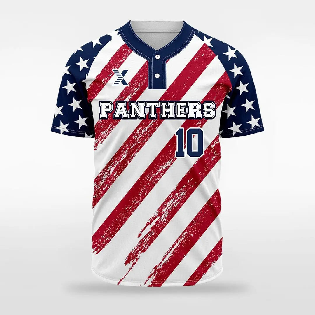 XTeamwear Patriot II - Customized Men's Sublimated 2-Button Baseball Jersey