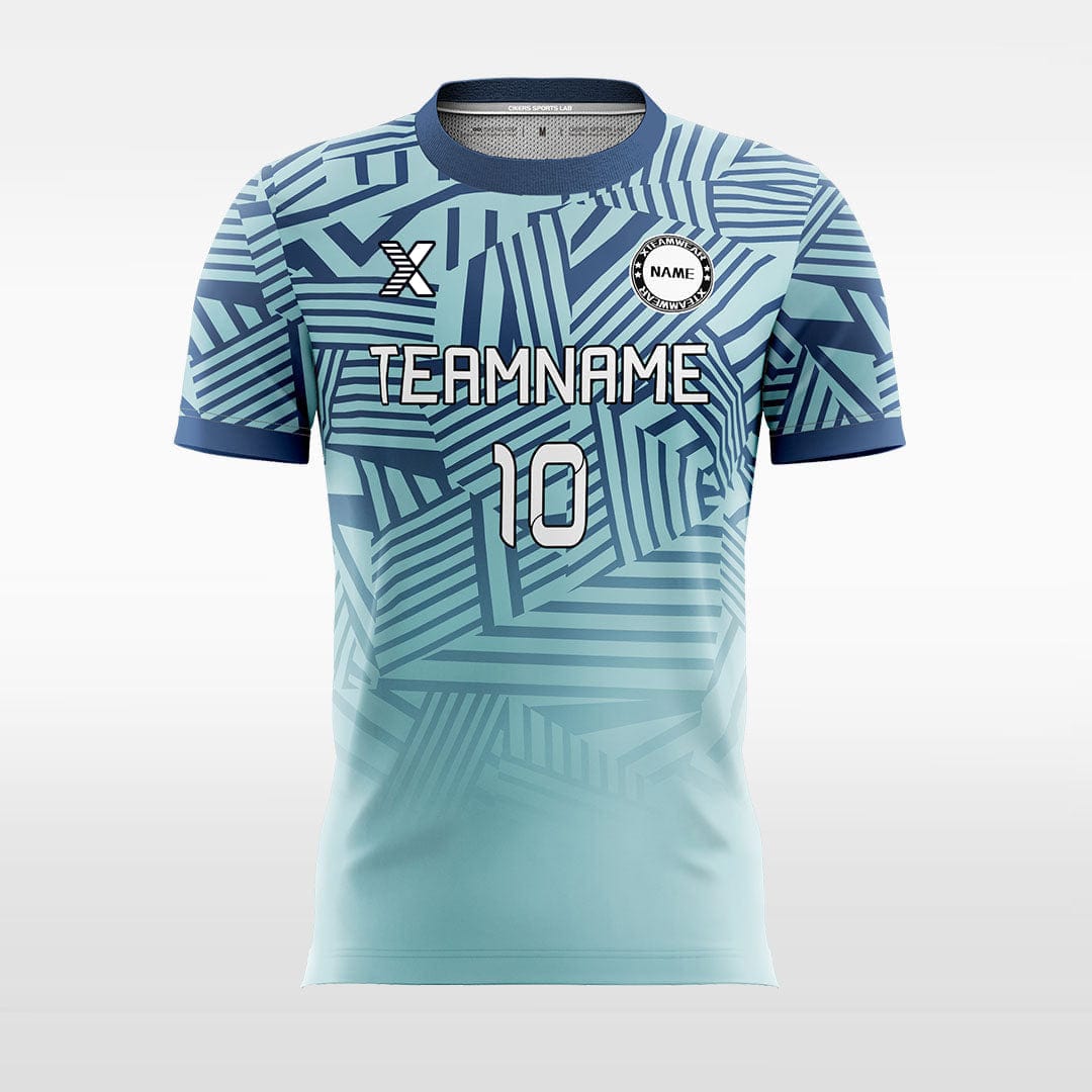 XTeamwear Soccer Jersey 3D Geometry - Women Custom Soccer Jerseys Design Cyan