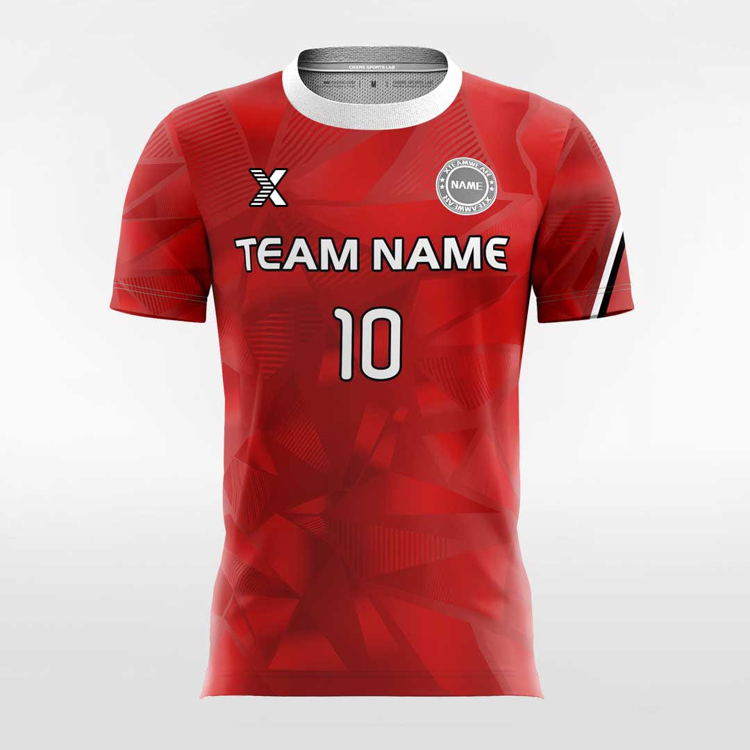 XTeamwear Soccer Jersey 3D Geometry - Women Custom Soccer Jerseys Design Red