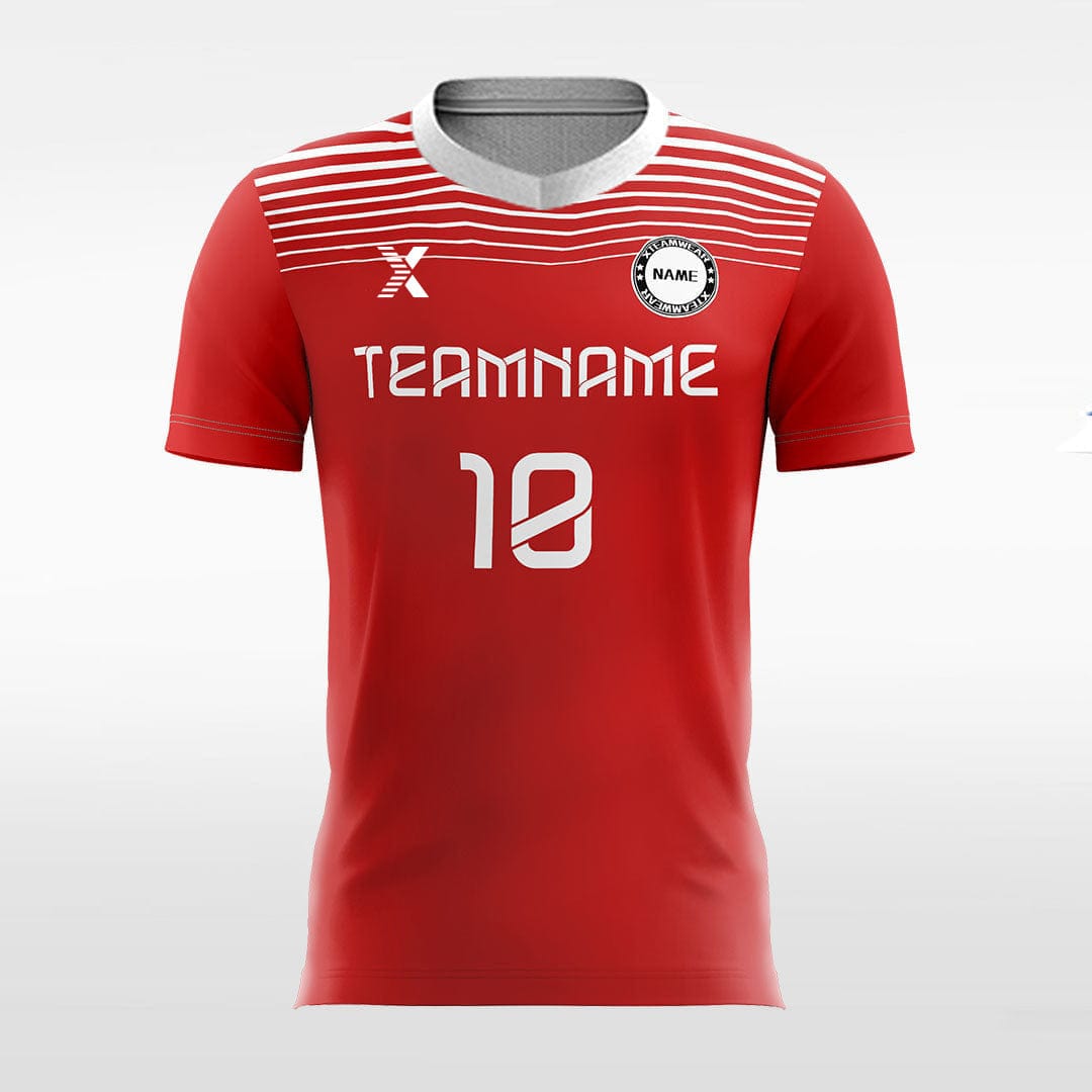 XTeamwear Soccer Jersey Cool Stripe - Women Custom Soccer Jerseys Design Red