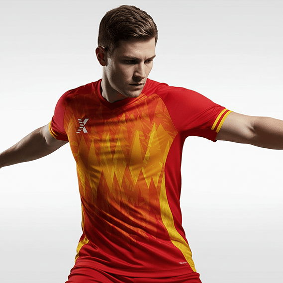 XTeamwear Soccer Jersey Custom Soccer Jersey – Abstract Geometric Wave Pattern & Crew Neck