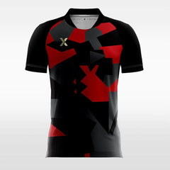 XTeamwear Soccer Jersey Red Geometry - Custom Kids Soccer Jerseys Design Black