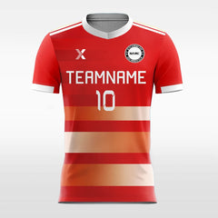 XTeamwear Soccer Jersey Retro Stripe - Custom Kids Soccer Jerseys Design Red and Gold