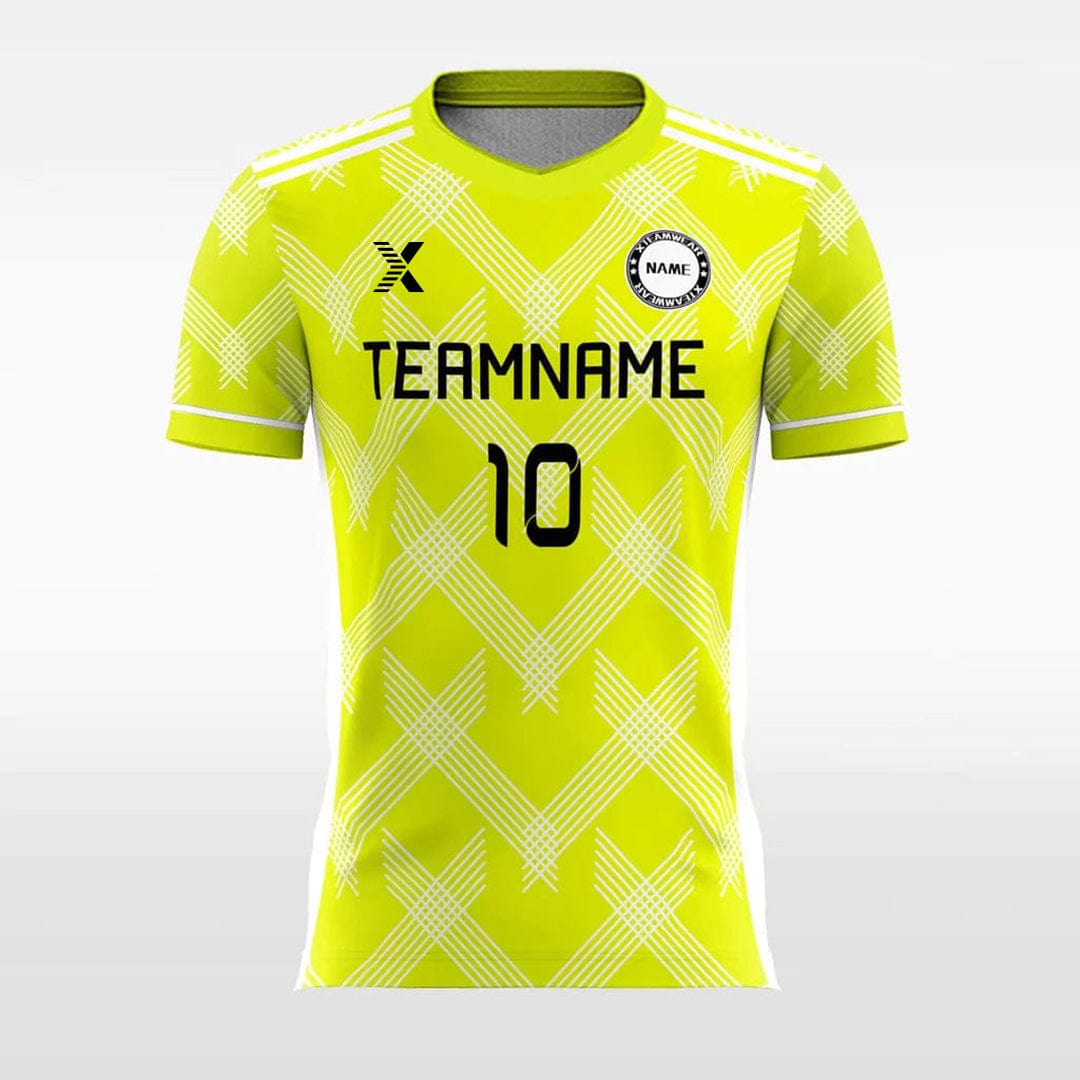 XTeamwear Soccer Jersey Vintage Yellow Check - Women Custom Soccer Jerseys Neon Design