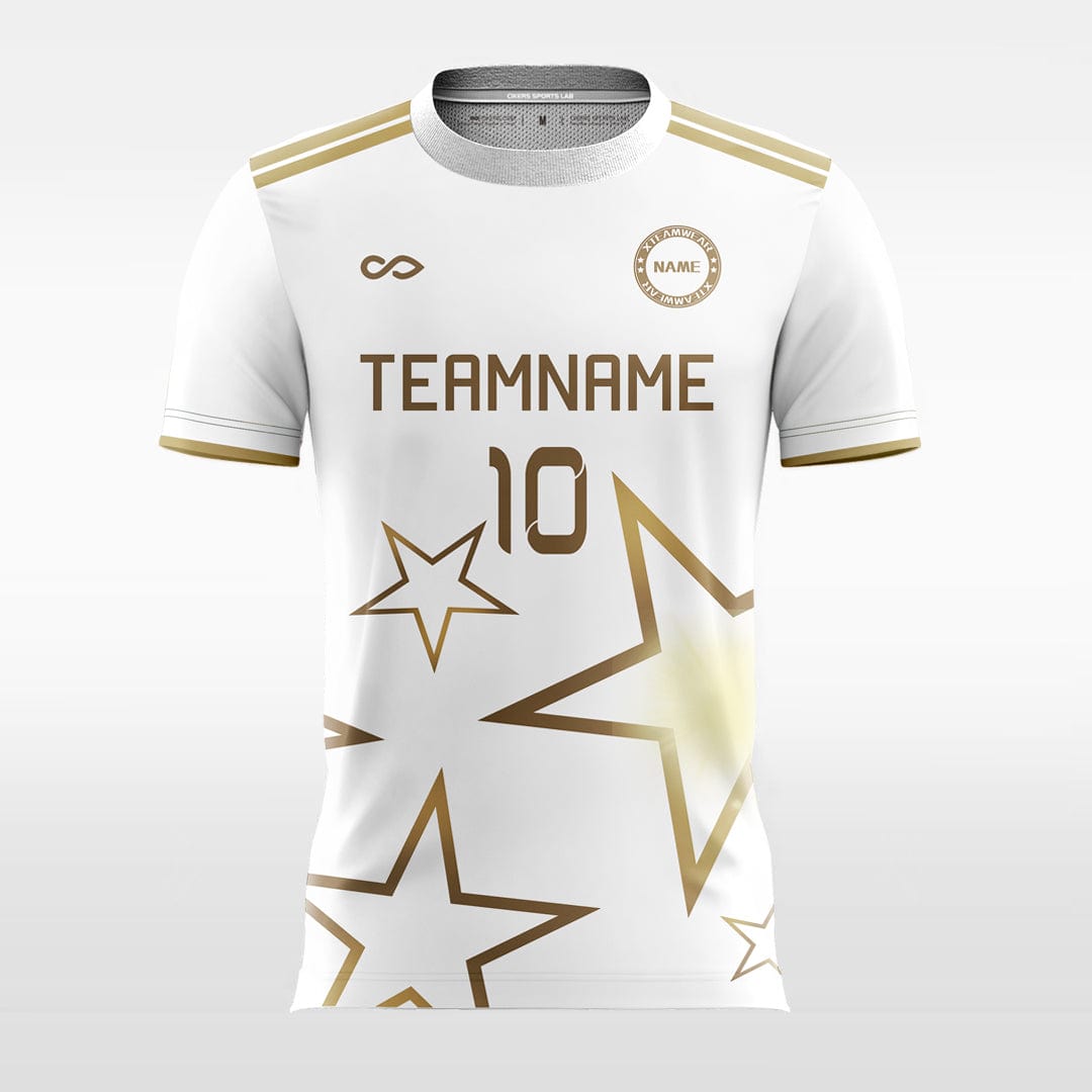 XTeamwear Soccer Jersey White and Gold / XS Classic Star - Custom Kids Soccer Jerseys White Design