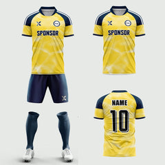 XTeamwear Soccer Uniforms 2026 Global Elite Series - Custom Soccer Jerseys Kit Sublimated for Team(Dark blue and yellow)