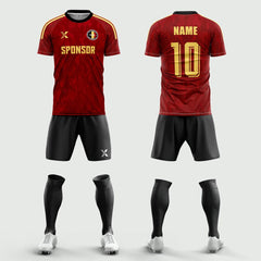 XTeamwear Soccer Uniforms 2026 Global Elite Series - Custom Soccer Jerseys Kit Sublimated for Team(red and yellow)