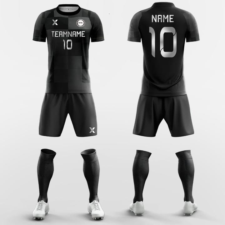 XTeamwear Soccer Uniforms Black Check-Custom Soccer Jerseys Kit Sublimated Design