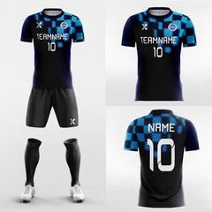 XTeamwear Soccer Uniforms Blue Plaid - Custom Soccer Jerseys Kit Sublimated for League