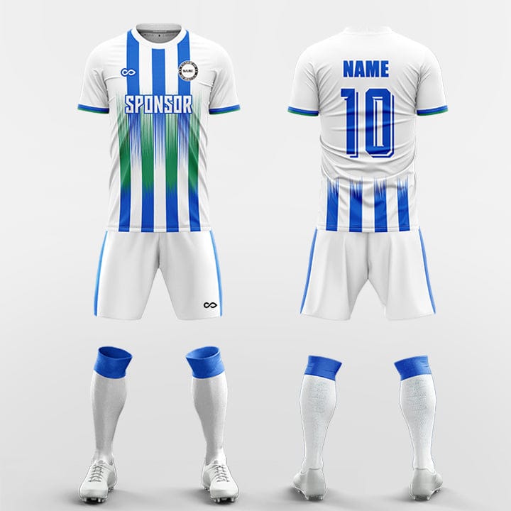 XTeamwear Soccer Uniforms blue / S Four vertical stripes - Custom Soccer Jerseys Kit Sublimated for Team