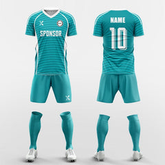 XTeamwear Soccer Uniforms cyan / S Arrange horizontal lines - Custom Soccer Jerseys Kit Sublimated for Team