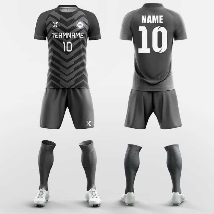 XTeamwear Soccer Uniforms Grey Wave - Custom Soccer Jerseys Kit Sublimated Design