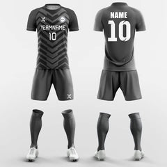 XTeamwear Soccer Uniforms Grey Wave - Custom Soccer Jerseys Kit Sublimated Design