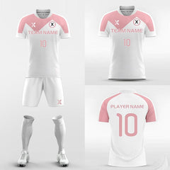 XTeamwear Soccer Uniforms Pink and White Split - Custom Soccer Jerseys Kit for Academy