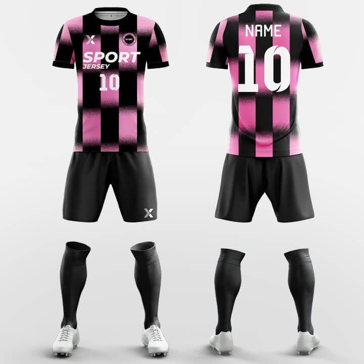 XTeamwear Soccer Uniforms Pink Check-Custom Soccer Jerseys Kit Sublimated Design
