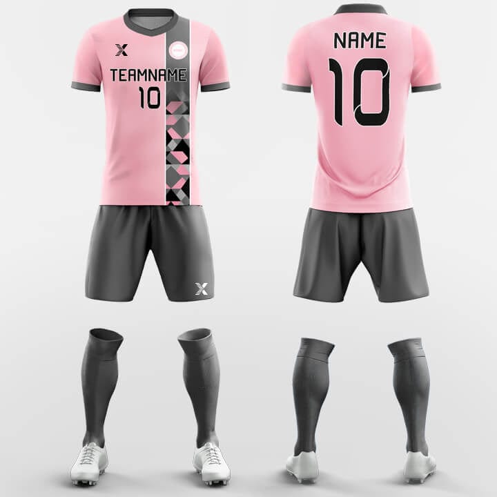 XTeamwear Soccer Uniforms Pink Polygon -Custom Soccer Jerseys Kit Sublimated Design