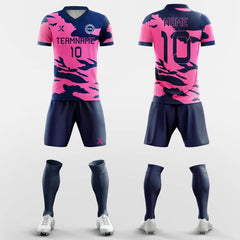 XTeamwear Soccer Uniforms Pink / S Pink Green Camouflage - Custom Soccer Jerseys Kit Sublimated Design