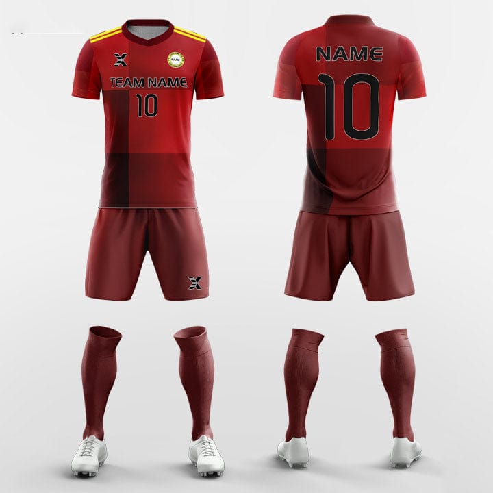 XTeamwear Soccer Uniforms Red Block - Custom Soccer Jerseys Kit Sublimated for School
