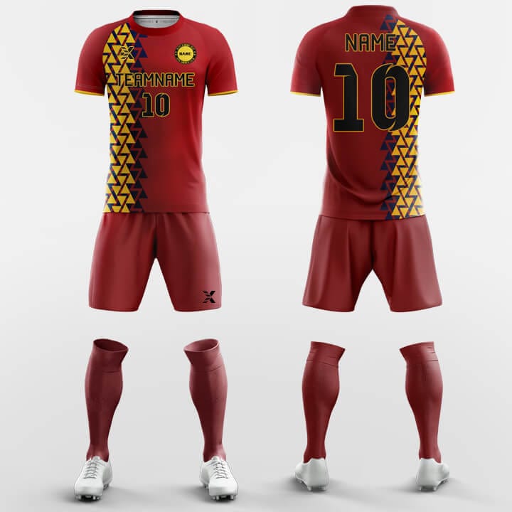 XTeamwear Soccer Uniforms Red Geometry-Custom Soccer Jerseys Kit Sublimated Design