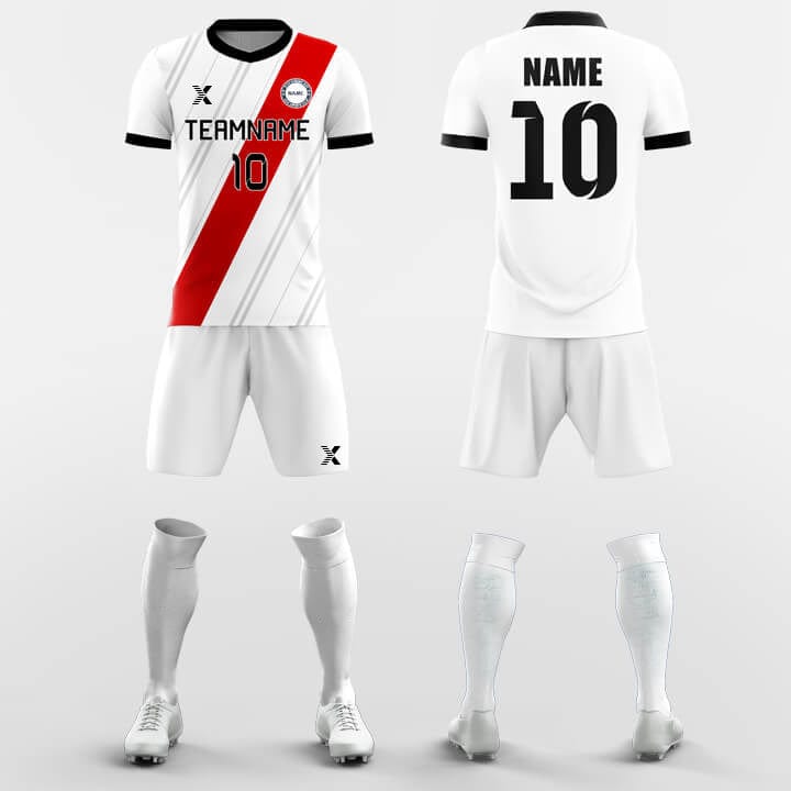 XTeamwear Soccer Uniforms Red Ribbon - Custom Soccer Jerseys Kit Sublimated Design